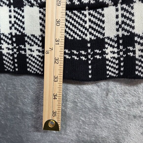 Chaps Cardigan Womens Small Black White Plaid Check Open Duster Sweater Preppy - Picture 7 of 7
